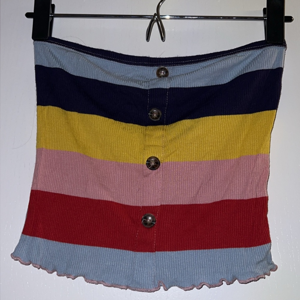 Caution to the wind stripped tube crop top